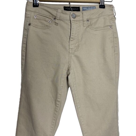 Aeropostale Jeans Jegging Womens 2 Short 26x26 Beige High Waisted Pants Classic - Picture 4 of 8